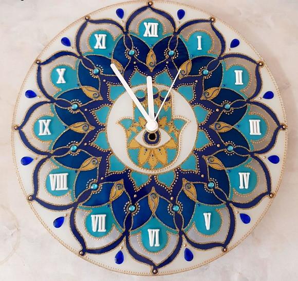 Relógio Mandala Mão de Hamsá 30cm