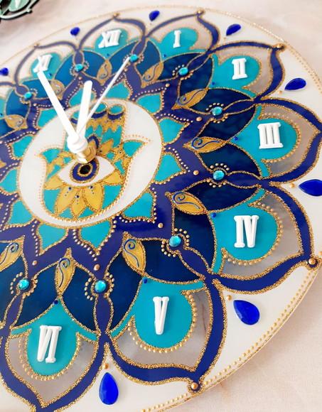 Relógio Mandala Mão de Hamsá 30cm