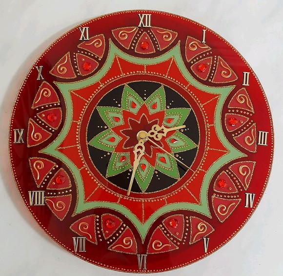 Relógio Mandala Vermelho 25cm de Parede