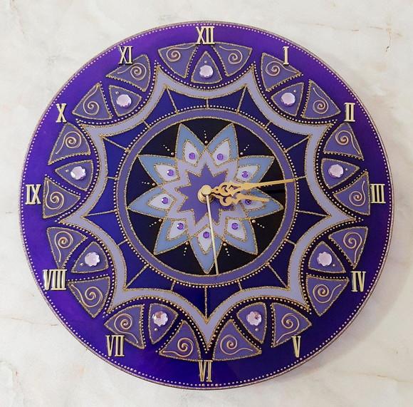 Relógio Mandala Violeta 25cm Vidro