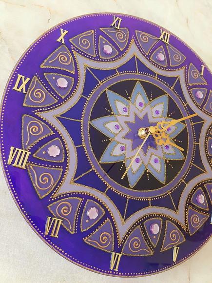 Relógio Mandala Violeta 25cm Vidro