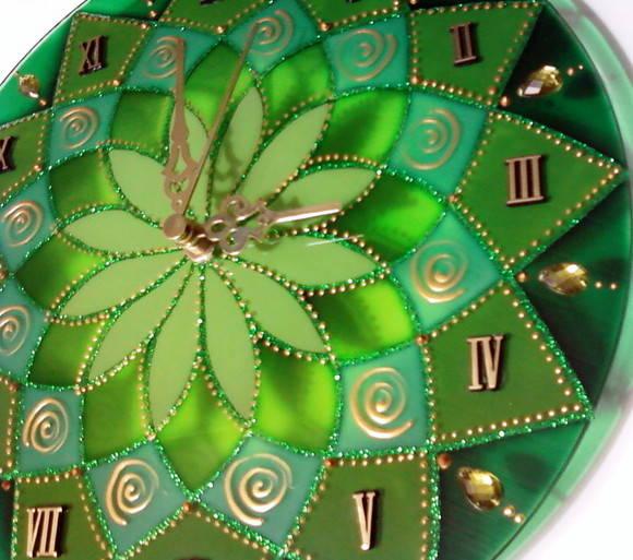Relógio Mandala Vitral Verde 25cm