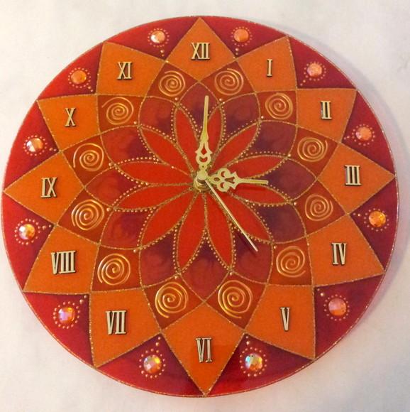 Relógio Mandala Vermelho e Laranja 30cm