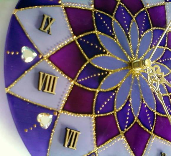 Relógio Mandala Vitral Violeta 25cm