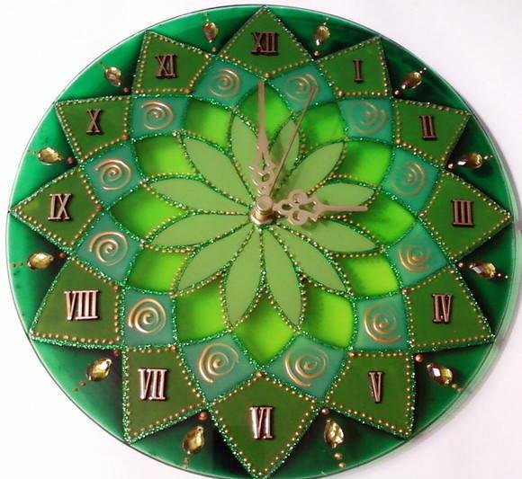 Relógio Mandala Vitral Verde 25cm