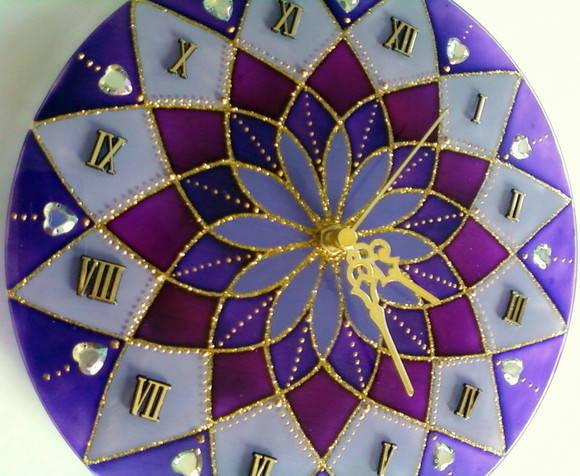 Relógio Mandala Vitral Violeta 25cm