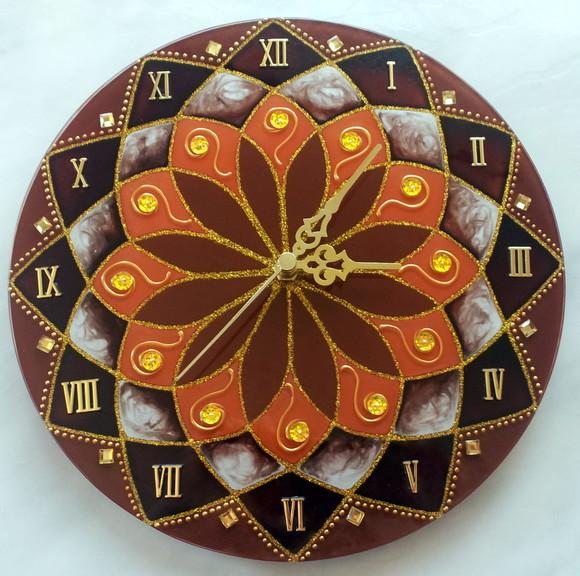 Relógio Marrom e Laranja 30cm