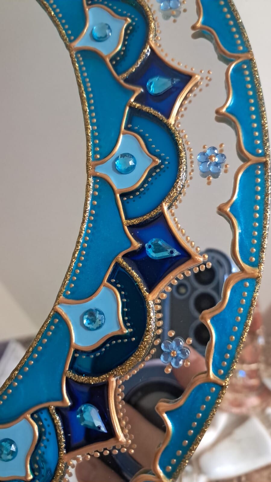 Mandala Decorativa Azul Bic e Azul Turquesa e Violeta 30cm