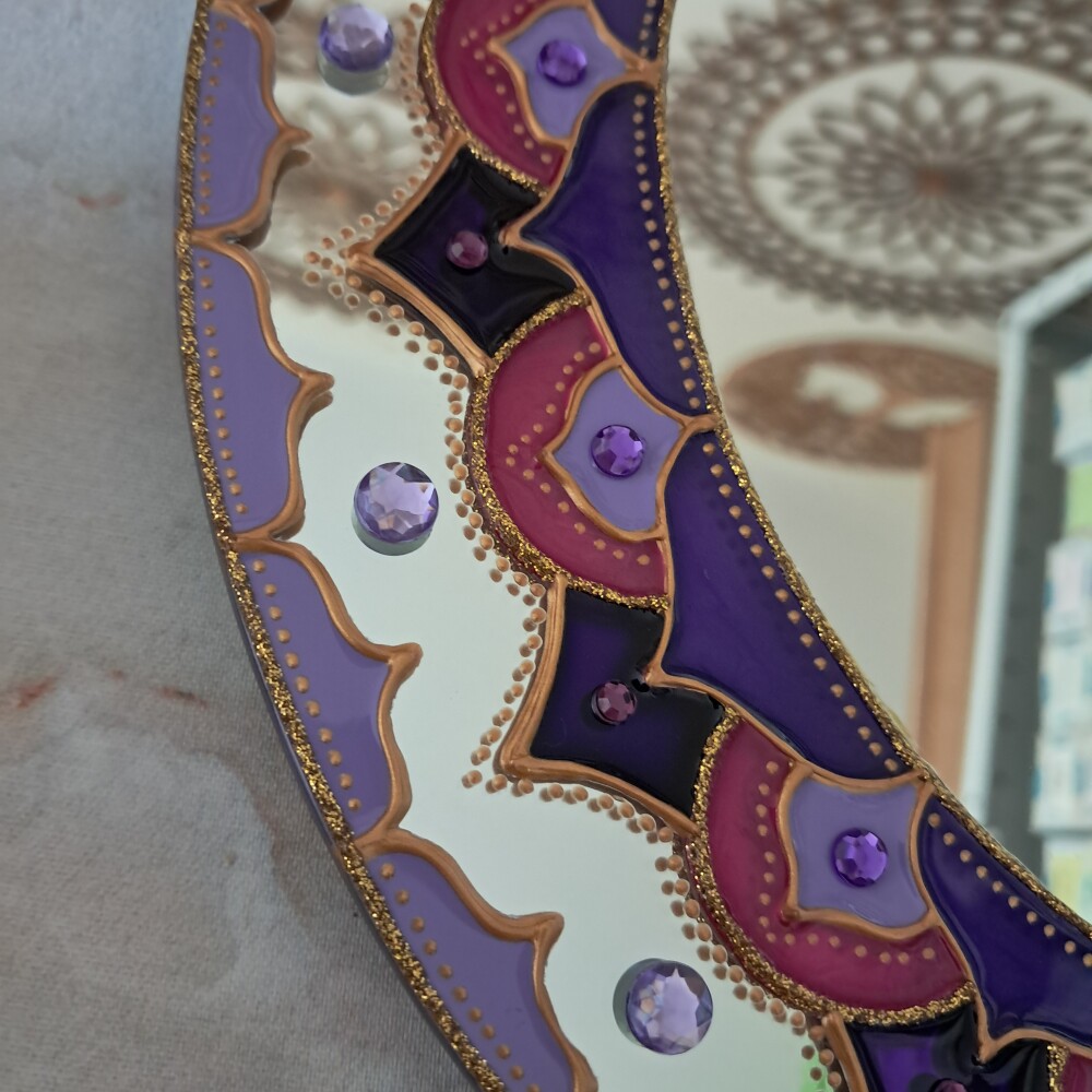 Mandala Decorativa Azul Bic e Azul Turquesa e Violeta 30cm
