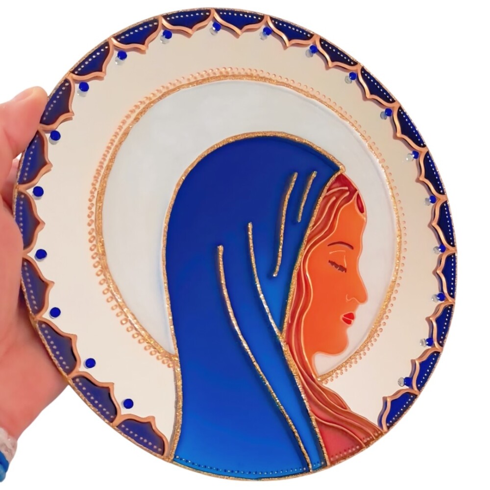 Mandala Nossa Senhora em espelho de 20cm de parede