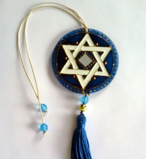 Amuleto Azul Estrela de Davi para Carro 7cm