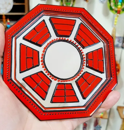 Espelho Baguá Vermelho para Porta 12cm