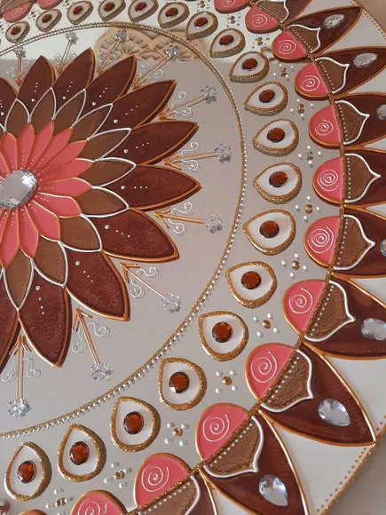 Espelho Decorativo Mandala de Parede Marrom Branco e Sê 50cm