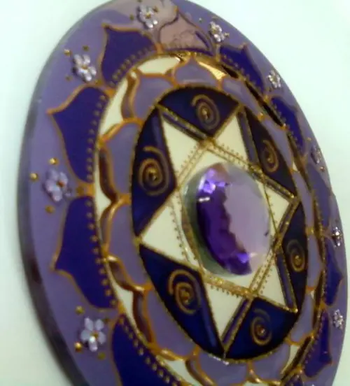 Espelho Estrela de Davi Violeta 15cm