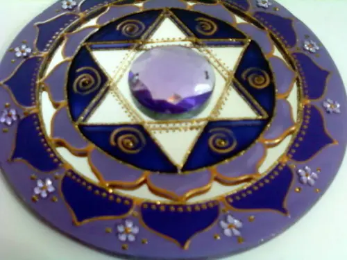 Espelho Estrela de Davi Violeta 15cm