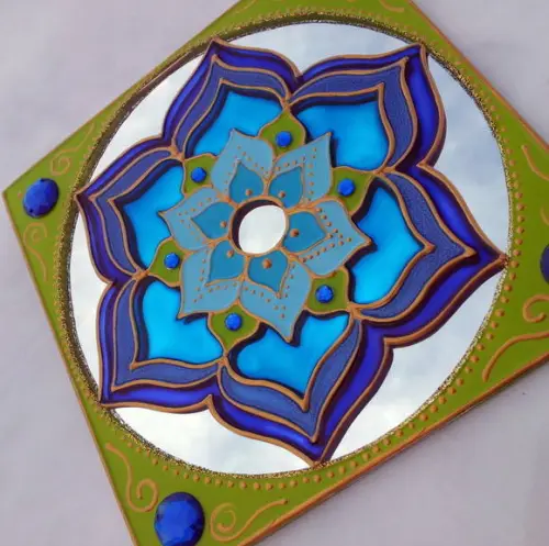 Espelho Flor Azul 15cm