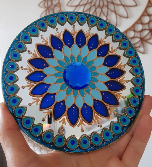 Espelho Mandala Azul 15cm