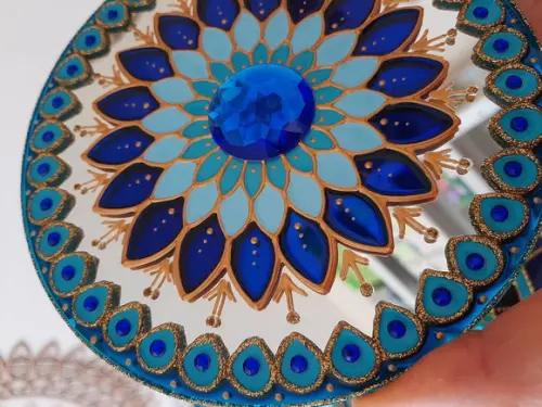 Espelho Mandala Azul 15cm