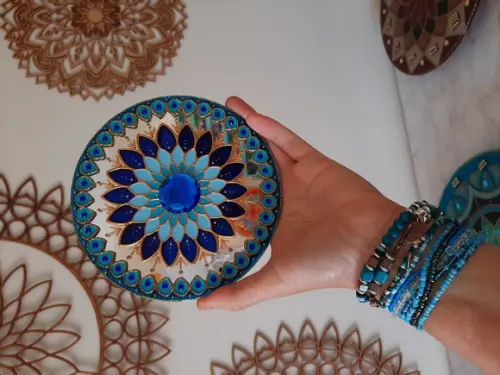 Espelho Mandala Azul 15cm