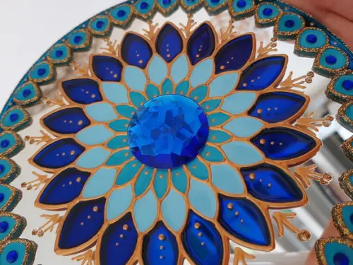 Espelho Mandala Azul 15cm