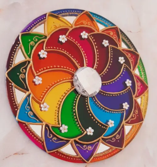 Espelho Mandala Colorida 15cm de Parede Dia das Mães