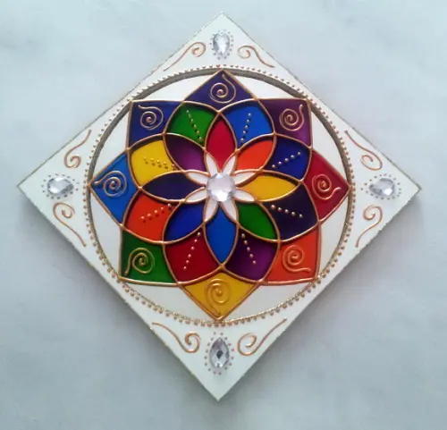 Espelho Mandala Colorida 20x20cm Parede