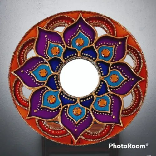 Espelho Mandala Colorida para Porta 12cm