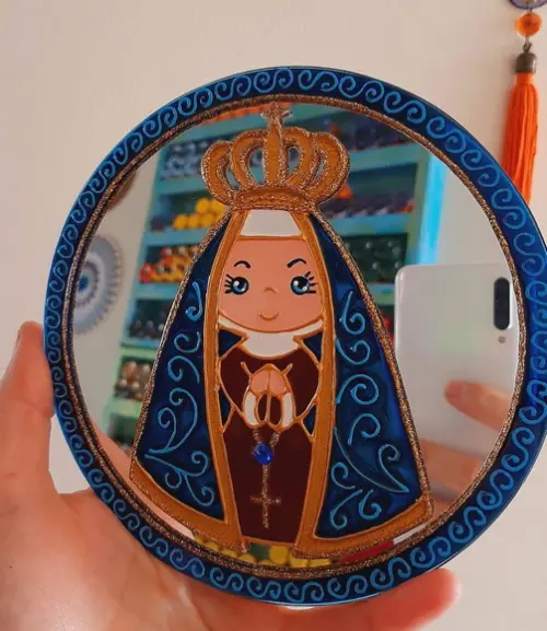 Espelho Mandala Nossa Senhora Baby 15cm