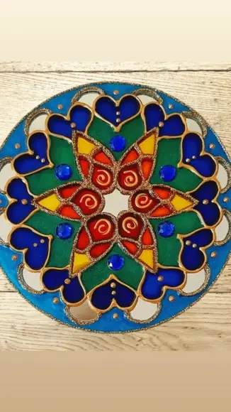 Espelho Mandala para Porta 12cm Azul
