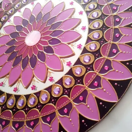 Espelho Mandala Rosa 40cm Dia das Mães