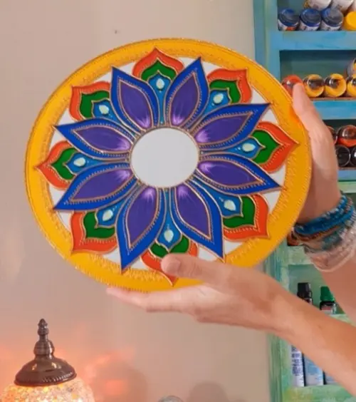 Espelho Mandala Vibrante 30cm