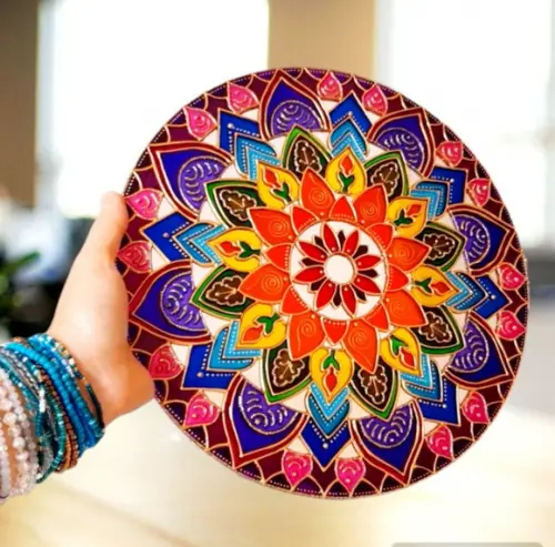 Espelho Mandala Vibrante 30cm Feng Shuí