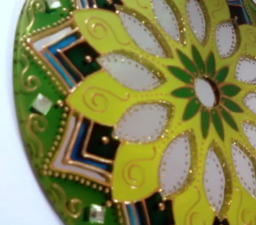 Espelho Mandala Vitral Verde 20cm