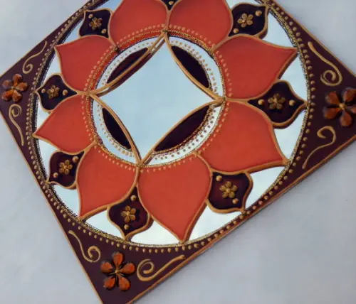 Espelho Marrom e Laranja 15cm