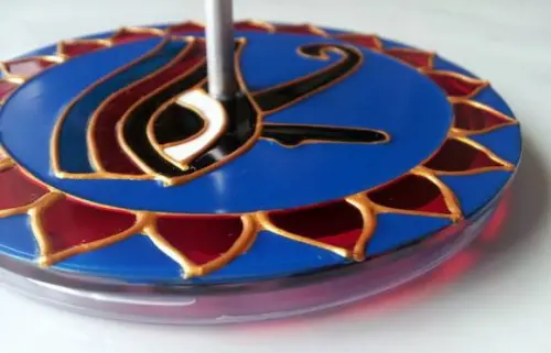 Incensário Olho de Hórus Fundo Azul 12cm