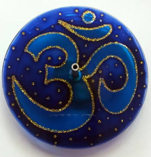 Incensário Om Azul 12cm Vidro