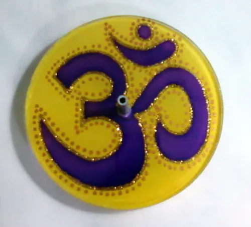 Incensário Om Violeta e Amarelo 12cm