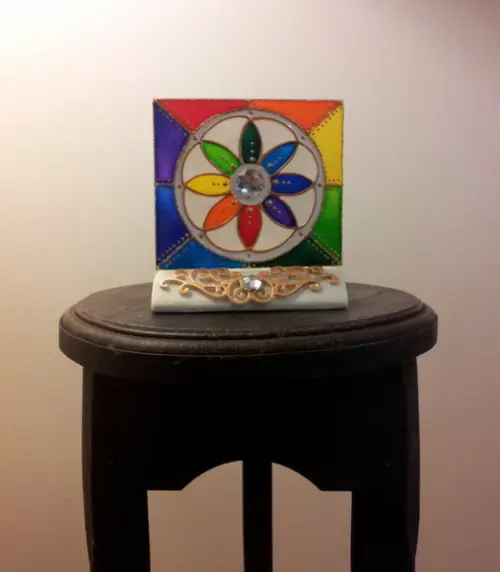 Luminária de Mesa com Vela (mandala Flor) Dia das Mães
