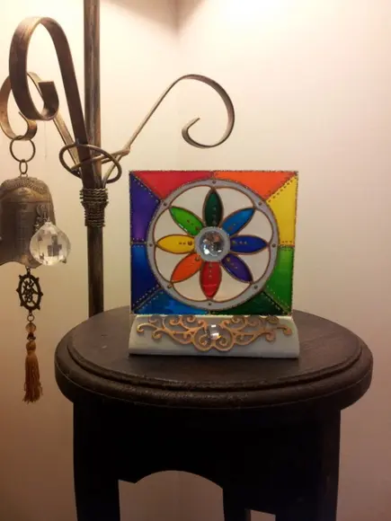 Luminária de Mesa com Vela (mandala Flor) Dia das Mães