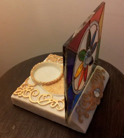 Luminária de Mesa com Vela (mandala Flor) Dia das Mães