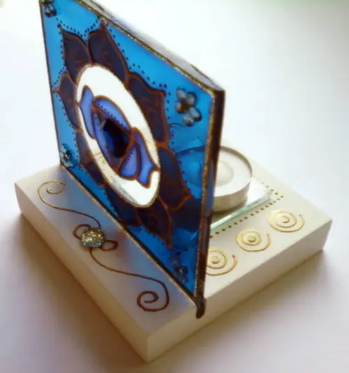 Luminária Vitral Azul Índigo