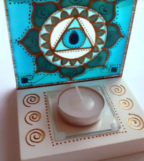 Luminária Vitral Azul Turquesa