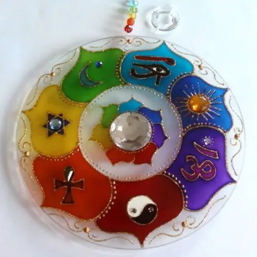 Mandala 7 Amuletos 20cm em Vidro