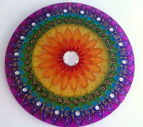 Mandala 7 Cores Vidro 25cm