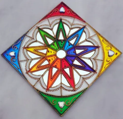 Mandala 9 Raios em Espelho de 30cm x 30cm