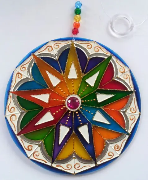 Mandala 9 Raios 25cm em Vidro