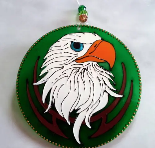 Mandala Águia Fundo Verde 20cm