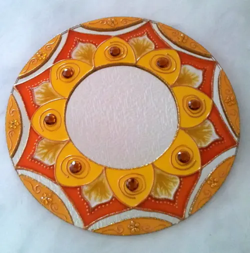 Mandala Amarela Espelho 30cm