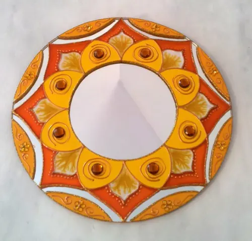 Mandala Amarela Espelho 30cm