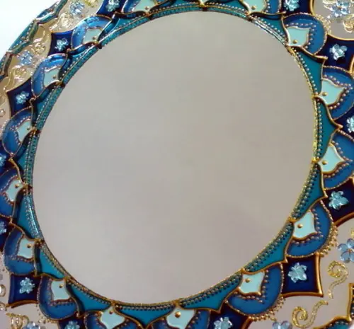 Mandala Azul em Espelho 30cm - Modelo 1